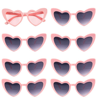 6/8 Pairs Heart Shaped Retro Sunglasses