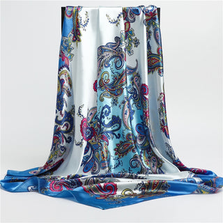 Printed Silk Satin Neckerchief Shawl Scarf