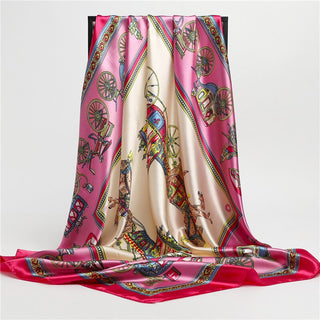 Printed Silk Satin Neckerchief Shawl Scarf