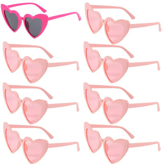 6/8 Pairs Heart Shaped Retro Sunglasses