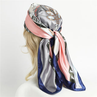 Printed Silk Satin Neckerchief Shawl Scarf