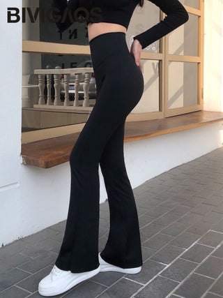 High Waist Slim Flared Pants