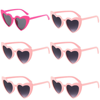 6/8 Pairs Heart Shaped Retro Sunglasses