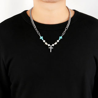 Pearl Rhinestones Necklace For Men