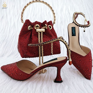 Women's Rhinestone Shoes And Bag Set (See more options)