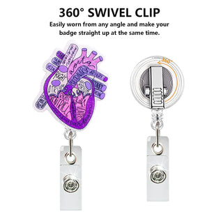 Heart Anatomy Nurse Retractable Badge Holders With Alligator Clip