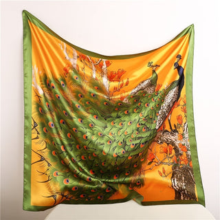 Printed Silk Satin Neckerchief Shawl Scarf