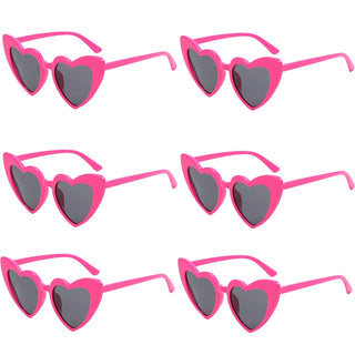 6/8 Pairs Heart Shaped Retro Sunglasses