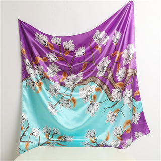 Printed Silk Satin Neckerchief Shawl Scarf