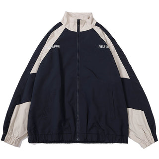 Hip Hop Color Block Windbreaker Varsity Jacket