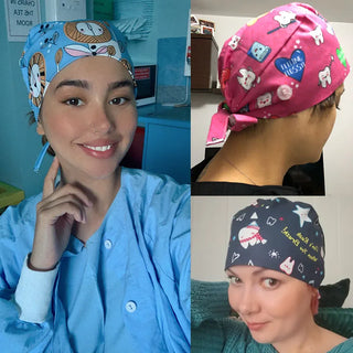 Floral Soft Hat Sweat-absorbent Scrub Cap