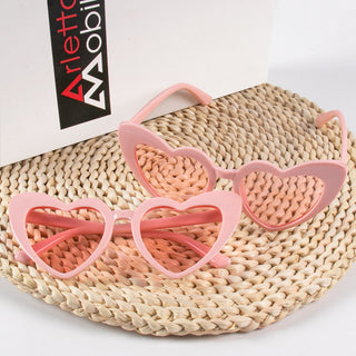 6/8 Pairs Heart Shaped Retro Sunglasses