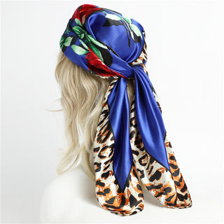 Printed Silk Satin Neckerchief Shawl Scarf