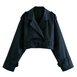 Cropped Long Sleeves Trench Coat