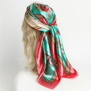 Printed Silk Satin Neckerchief Shawl Scarf