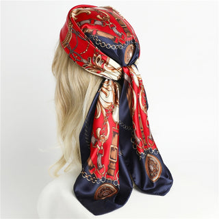 Printed Silk Satin Neckerchief Shawl Scarf