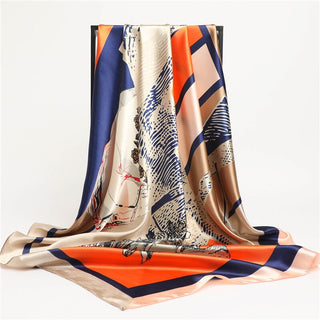 Printed Silk Satin Neckerchief Shawl Scarf