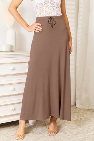 Soft Rayon Drawstring Waist Maxi Skirt Rayon (Available in USA only)