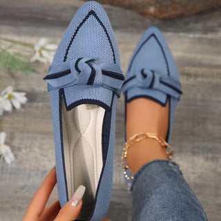 Bow Contrast Trim Point Toe Loafers (Available in USA only)