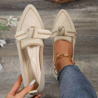 Bow Contrast Trim Point Toe Loafers (Available in USA only)