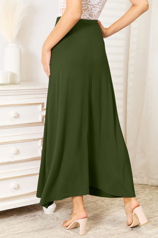 Soft Rayon Drawstring Waist Maxi Skirt Rayon (Available in USA only)