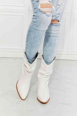 Scrunch Cowboy Boots in White (Available in USA only)