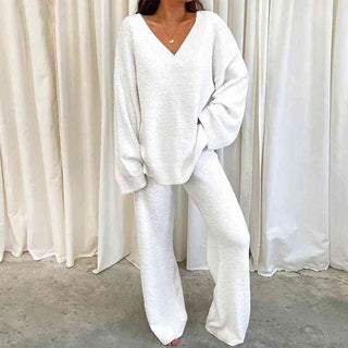 V-Neck Long Sleeve Top and Long Pants Set (Available in USA only)