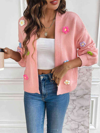 Floral Long Sleeve Open Front Cardigan  (Available in USA only)