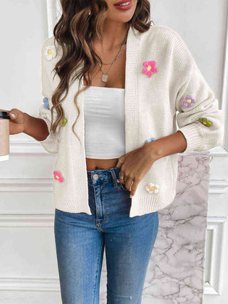 Floral Long Sleeve Open Front Cardigan  (Available in USA only)