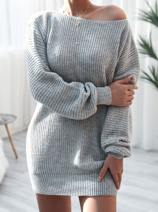 Rib-Knit Boat Neck Sweater Dress (Available in USA ONLY)