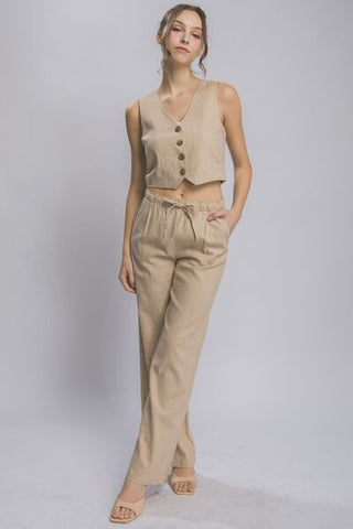 Drawstring Wide Leg Pants with Pockets (Available in USA only)