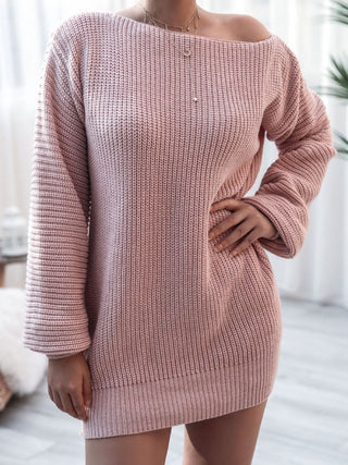 Rib-Knit Boat Neck Sweater Dress (Available in USA ONLY)