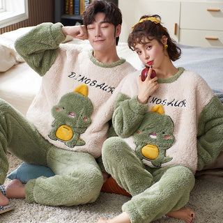 Couple Sets Cartoon Dinosaur Pijama Hoodies