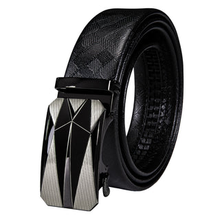 Luxury Genuine Leather Men's Buckle Belt Automatic Ratchet