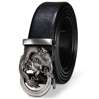 Luxury Genuine Leather Men's Buckle Belt Automatic Ratchet