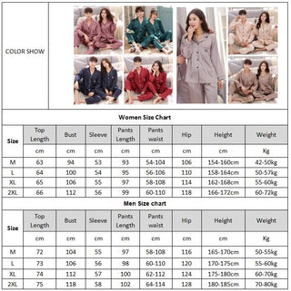 Satin Silk Pajamas Sets Couple Sleepwear