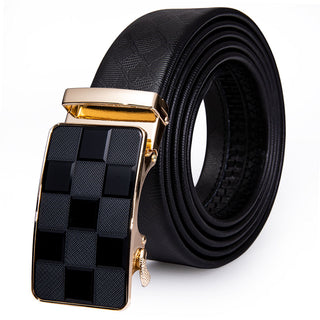 Luxury Genuine Leather Men's Buckle Belt Automatic Ratchet