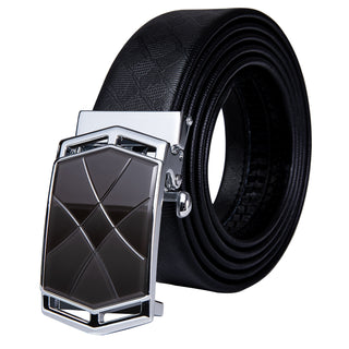 Luxury Genuine Leather Men's Buckle Belt Automatic Ratchet