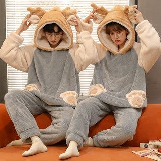 Couple Sets Cartoon Dinosaur Pijama Hoodies