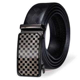 Luxury Genuine Leather Men's Buckle Belt Automatic Ratchet