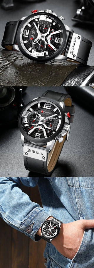 Luxury Military Leather Wrist Watch