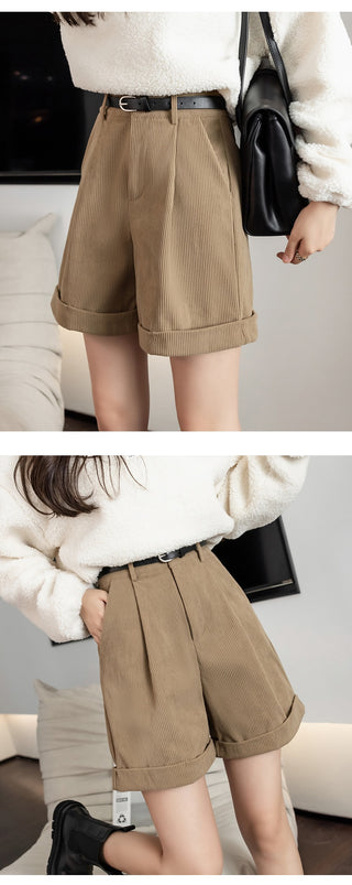 Corduroy Cargo High Waist Shorts