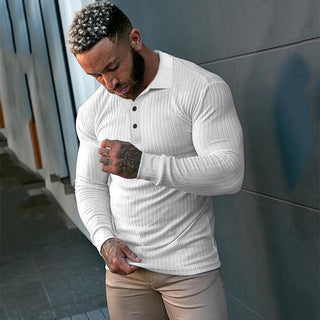 Long Sleeve Knitted Polo Shirt Fitness Clothing Slim Fit