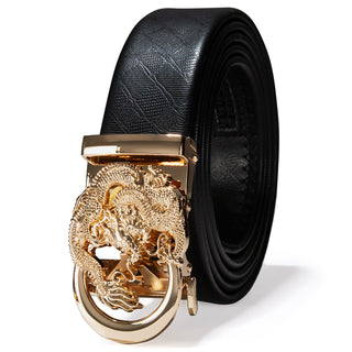 Luxury Genuine Leather Men's Buckle Belt Automatic Ratchet