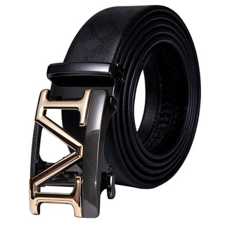 Luxury Genuine Leather Men's Buckle Belt Automatic Ratchet