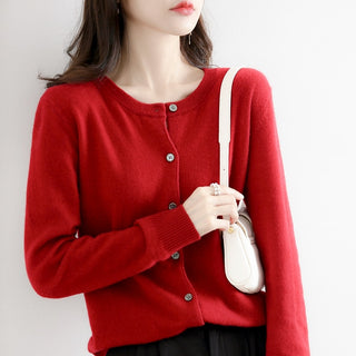 O-neck Knitted Cashmere Cardigans