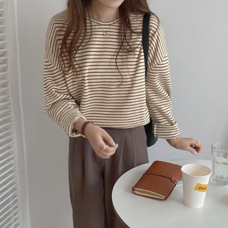 Coffee Stripes Cotton Sweatshirt