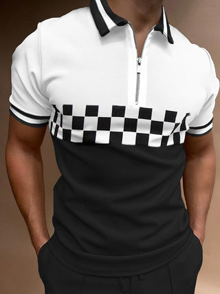 Polo Shirts Short Sleeve Turn-Down Collar Zipper