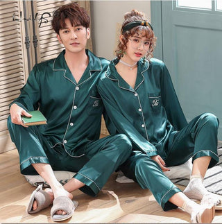 Satin Silk Pajamas Sets Couple Sleepwear