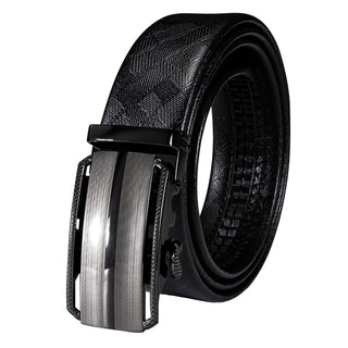 Luxury Genuine Leather Men's Buckle Belt Automatic Ratchet